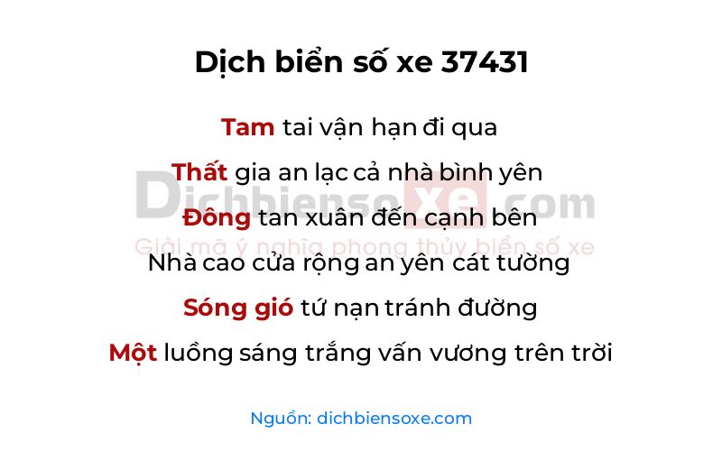 Dịch thơ biển số 37431