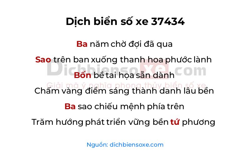 Dịch thơ biển số 37434