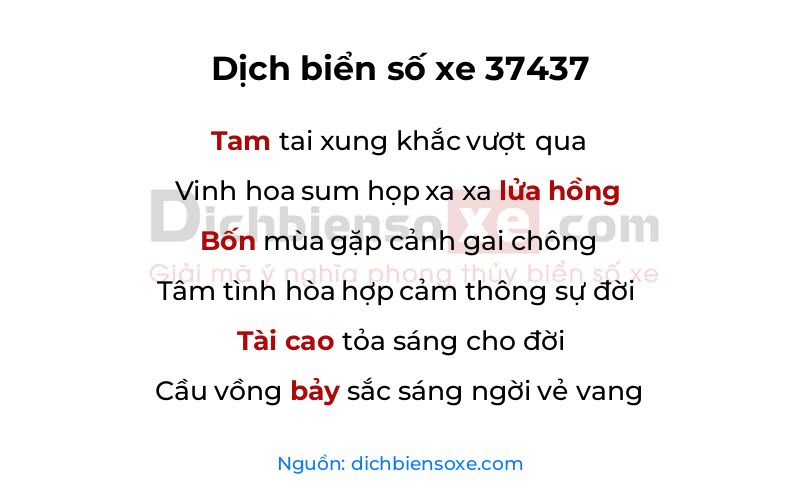 Dịch thơ biển số 37437