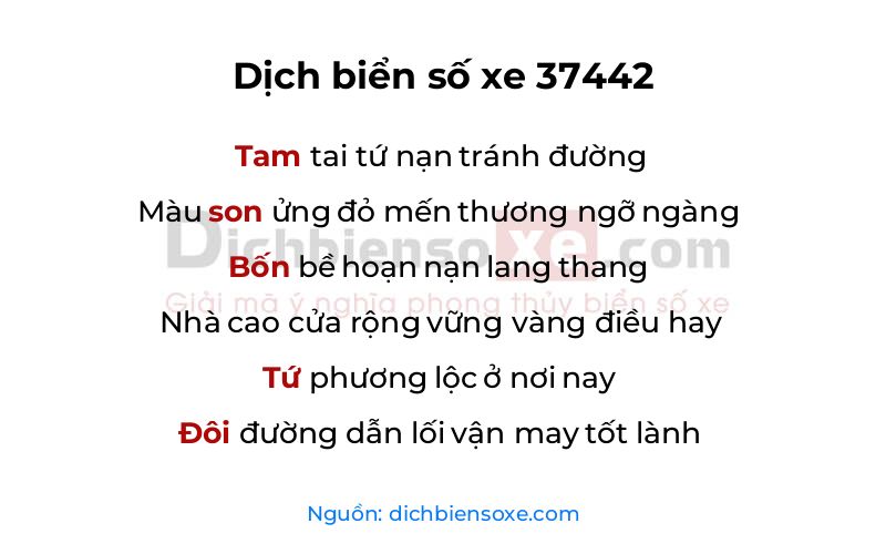 Dịch thơ biển số 37442