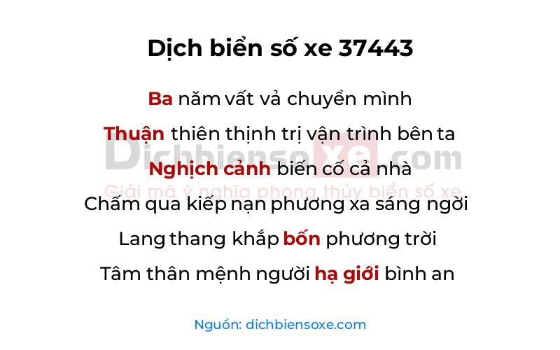 Dịch thơ biển số 37443