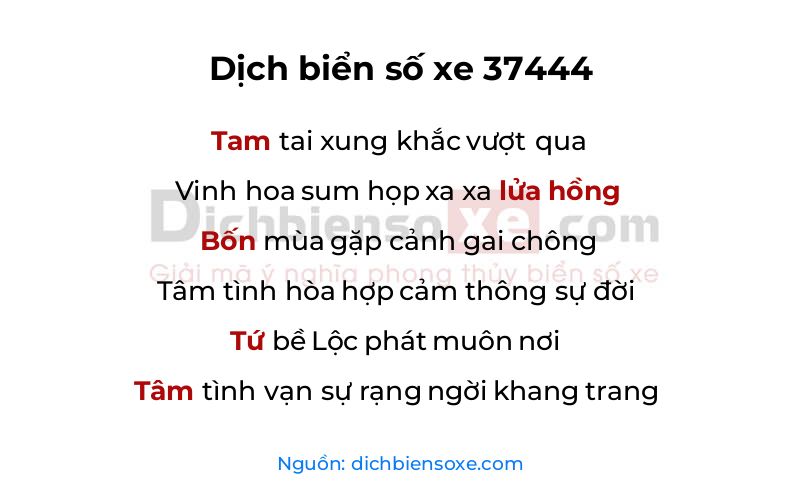 Dịch thơ biển số 37444