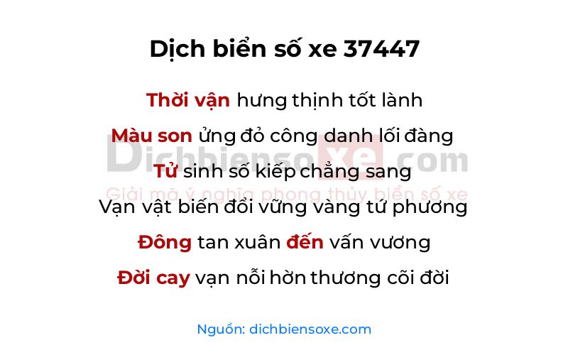 Dịch thơ biển số 37447