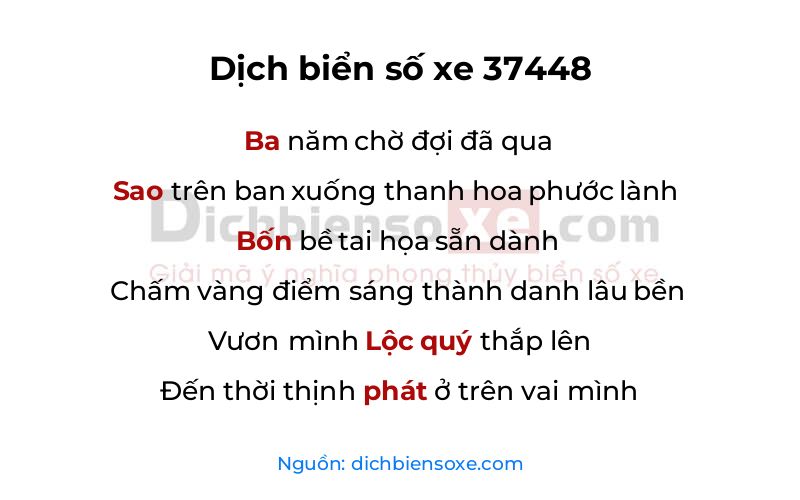 Dịch thơ biển số 37448