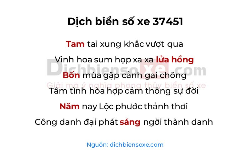 Dịch thơ biển số 37451