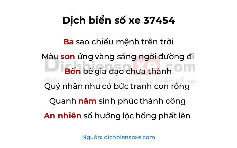 Dịch thơ biển số 37454