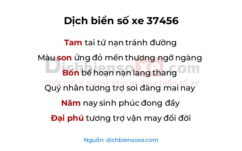 Dịch thơ biển số 37456