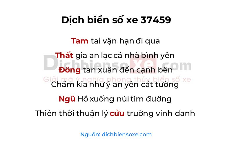 Dịch thơ biển số 37459