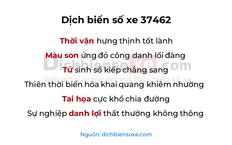 Dịch thơ biển số 37462