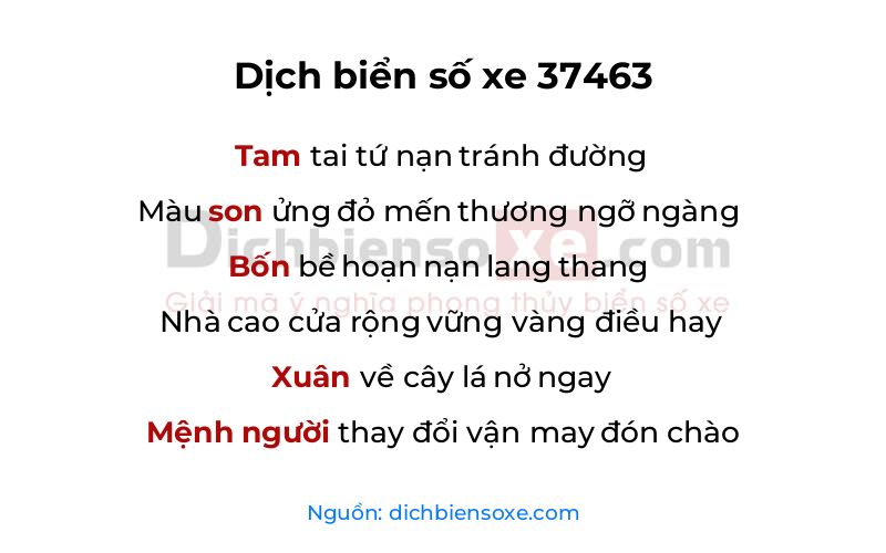 Dịch thơ biển số 37463