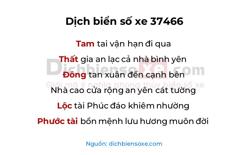 Dịch thơ biển số 37466
