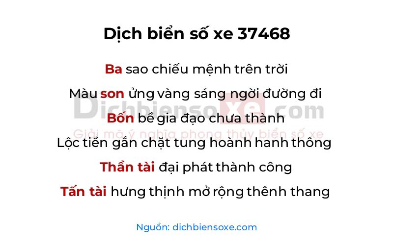 Dịch thơ biển số 37468
