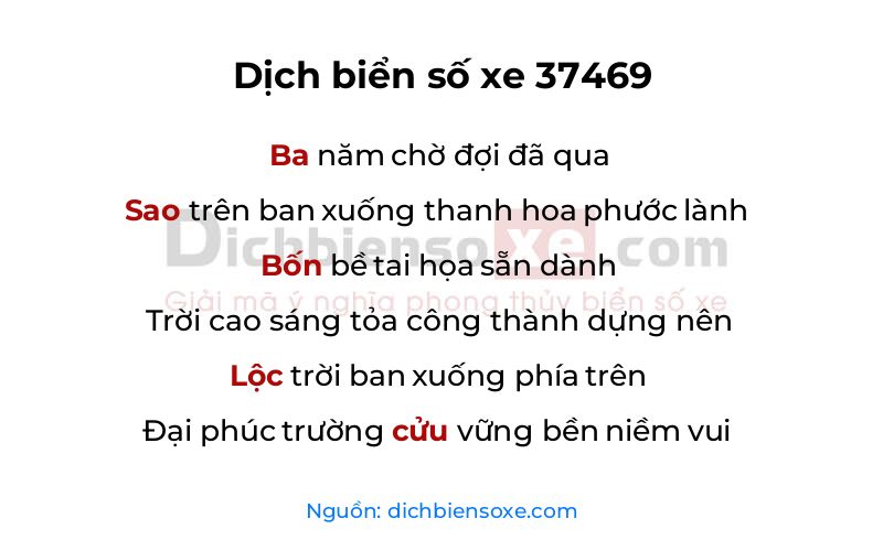 Dịch thơ biển số 37469