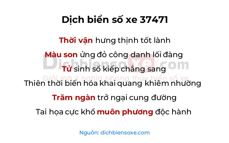 Dịch thơ biển số 37471