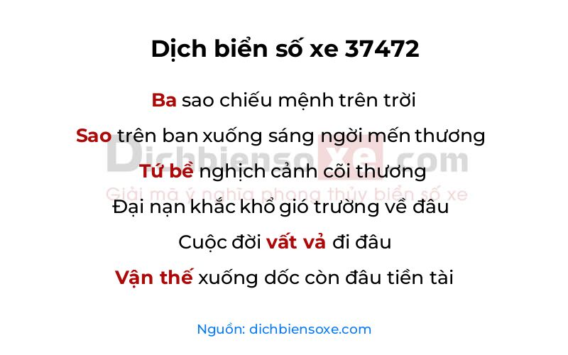 Dịch thơ biển số 37472