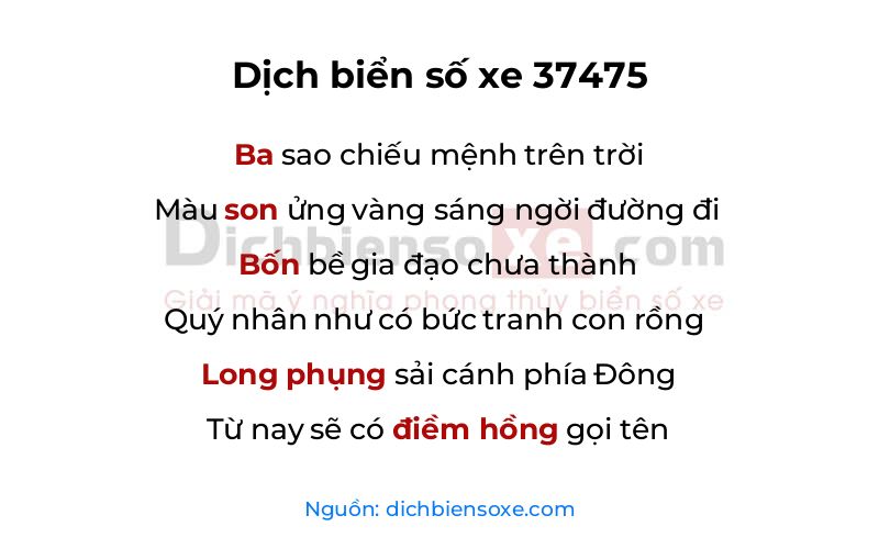 Dịch thơ biển số 37475