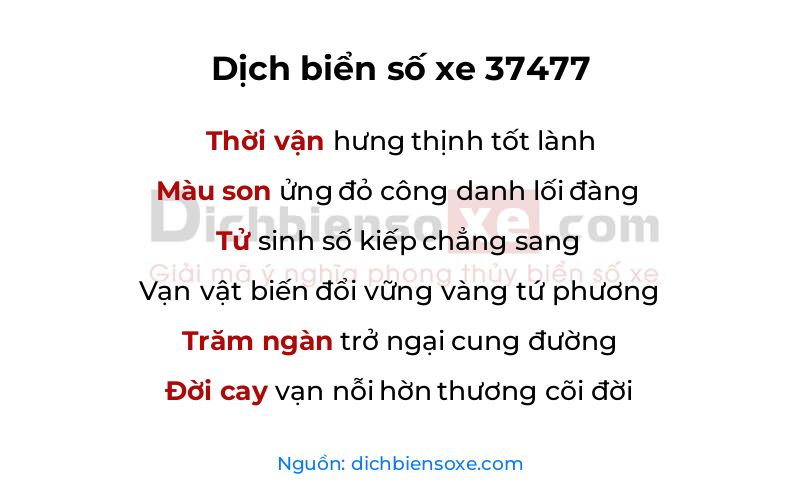 Dịch thơ biển số 37477