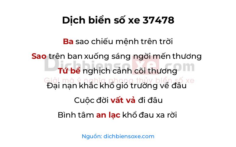 Dịch thơ biển số 37478
