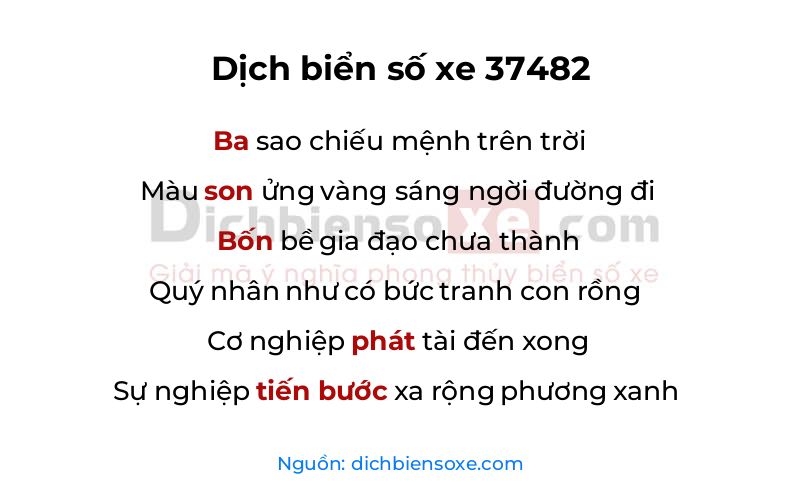 Dịch thơ biển số 37482