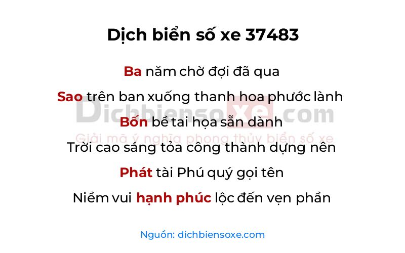 Dịch thơ biển số 37483