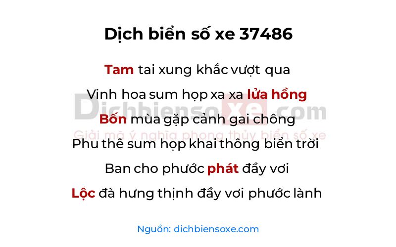 Dịch thơ biển số 37486