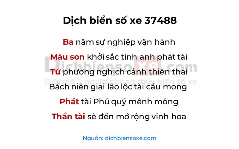 Dịch thơ biển số 37488