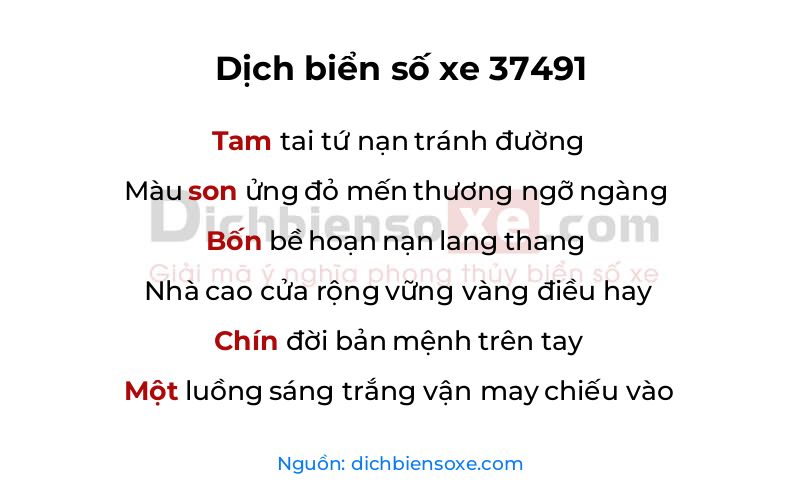Dịch thơ biển số 37491