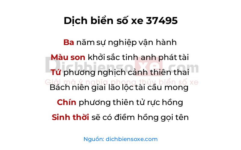 Dịch thơ biển số 37495