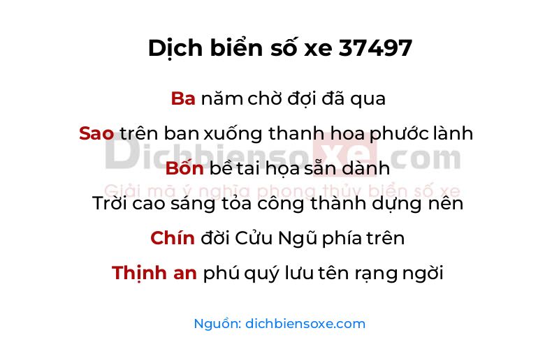 Dịch thơ biển số 37497