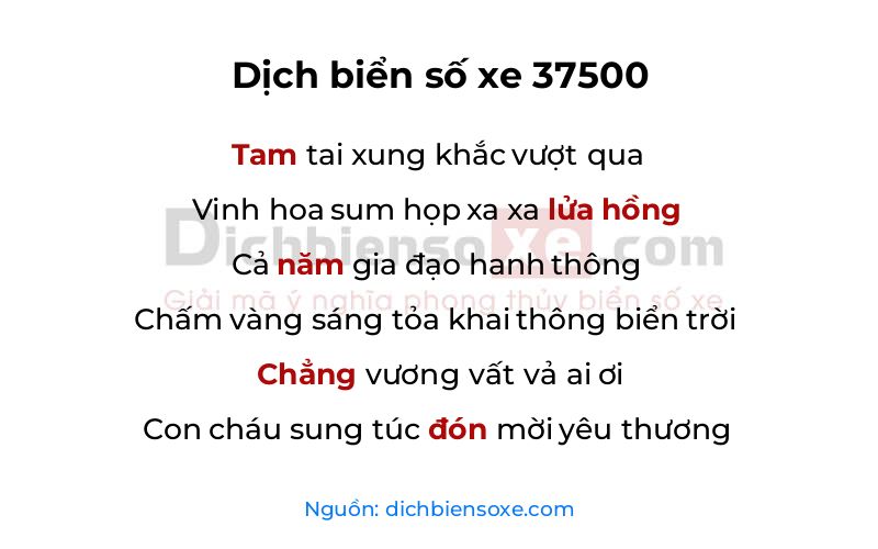 Dịch thơ biển số 37500