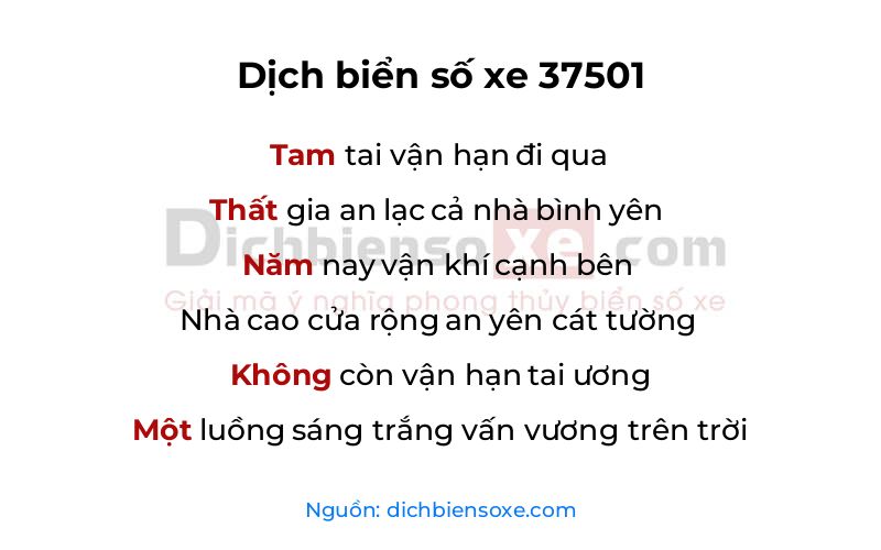 Dịch thơ biển số 37501