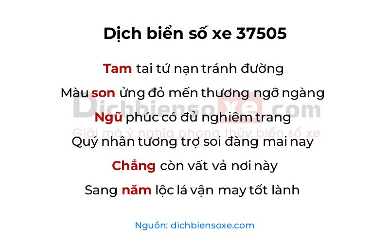 Dịch thơ biển số 37505