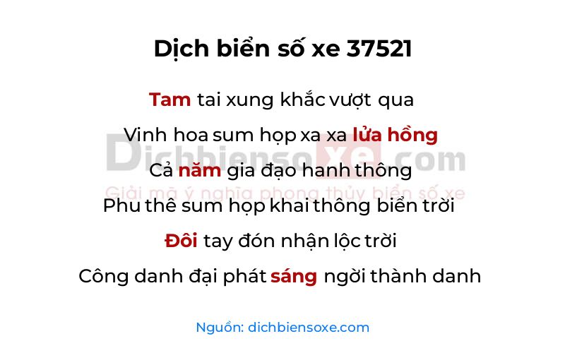 Dịch thơ biển số 37521