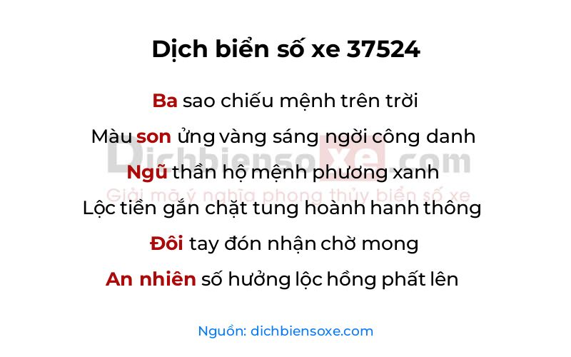 Dịch thơ biển số 37524