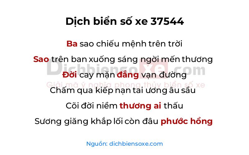 Dịch thơ biển số 37544