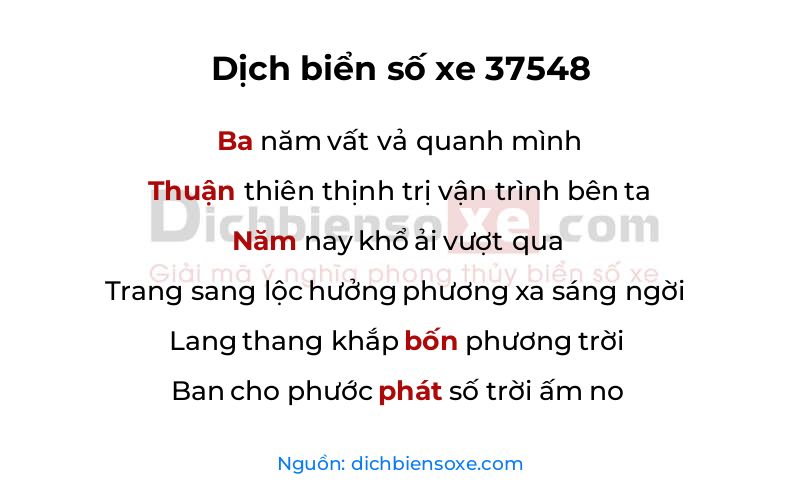 Dịch thơ biển số 37548