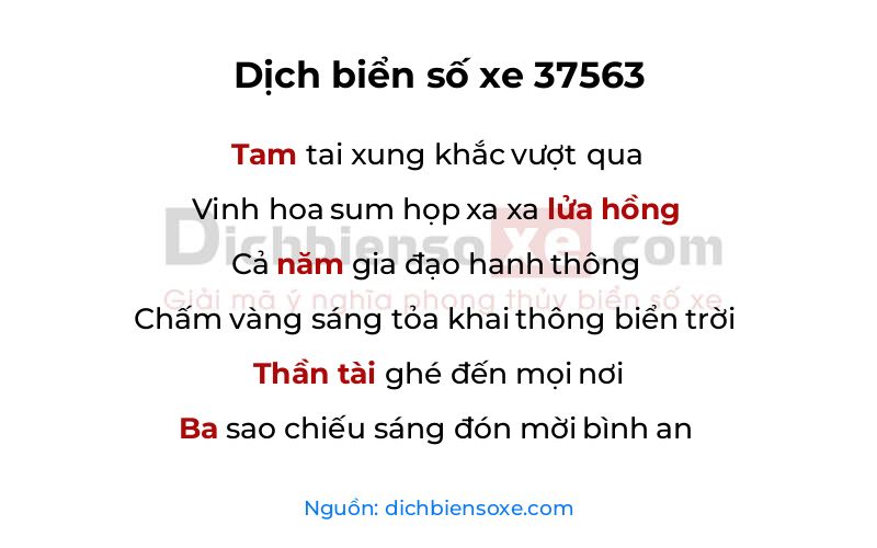 Dịch thơ biển số 37563
