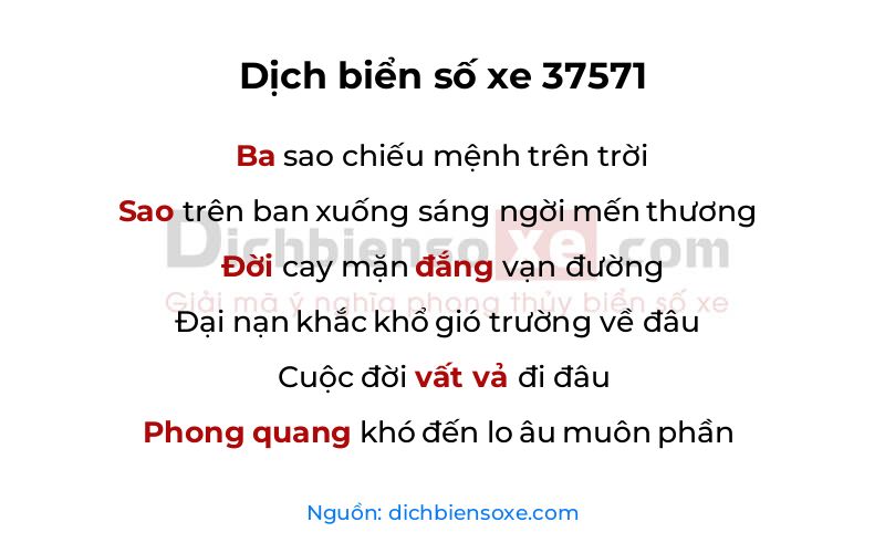 Dịch thơ biển số 37571
