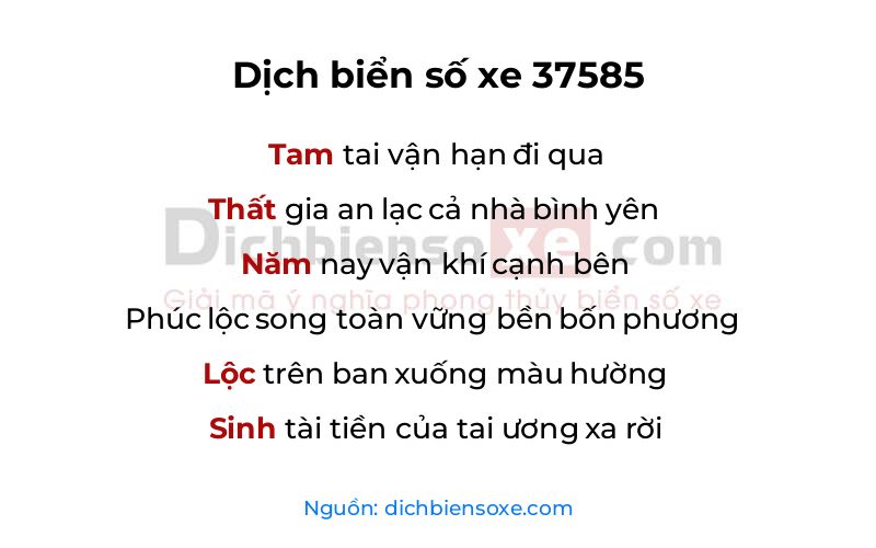 Dịch thơ biển số 37585