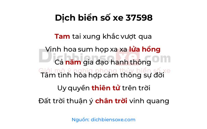 Dịch thơ biển số 37598