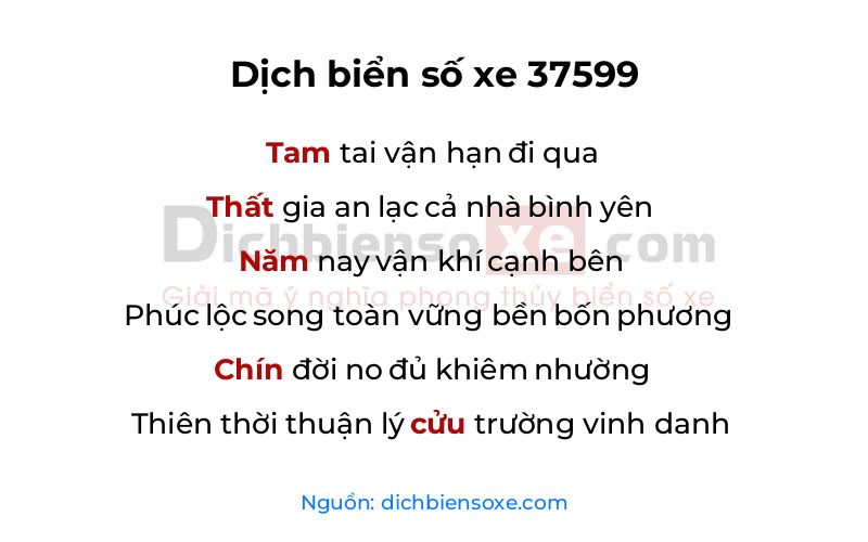 Dịch thơ biển số 37599
