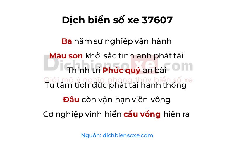 Dịch thơ biển số 37607