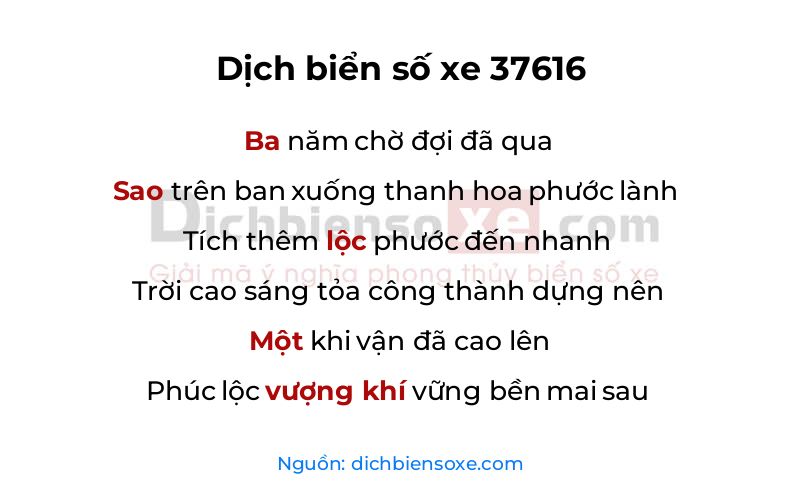 Dịch thơ biển số 37616