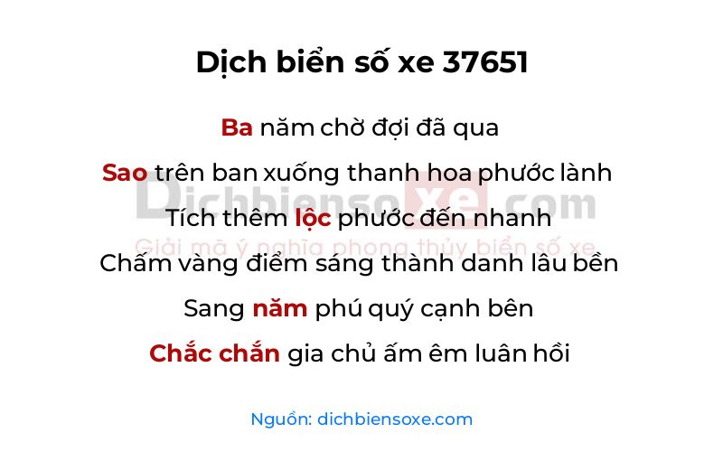 Dịch thơ biển số 37651
