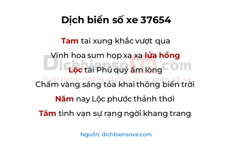 Dịch thơ biển số 37654