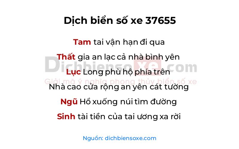 Dịch thơ biển số 37655