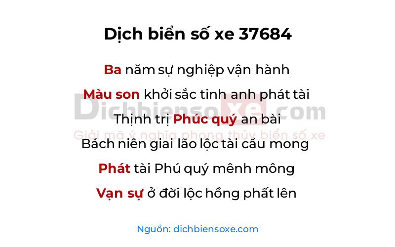 Dịch thơ biển số 37684