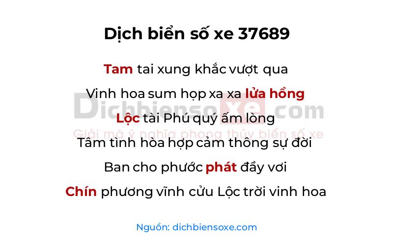 Dịch thơ biển số 37689