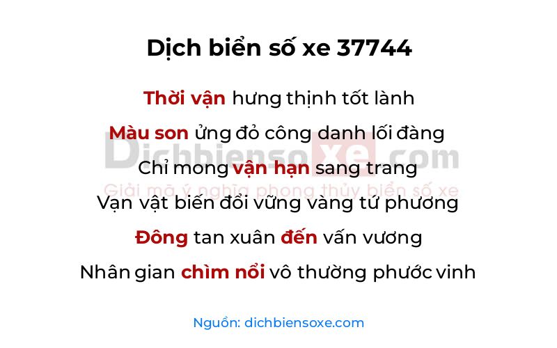 Dịch thơ biển số 37744