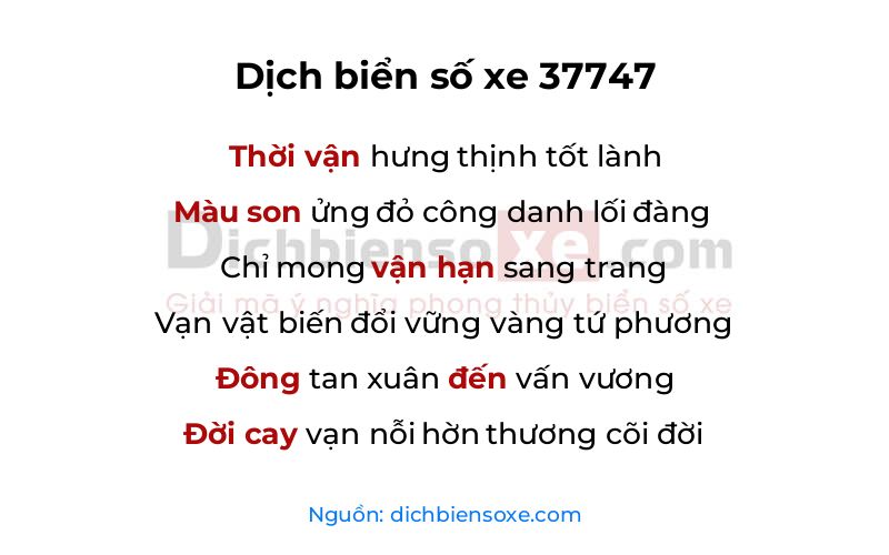 Dịch thơ biển số 37747